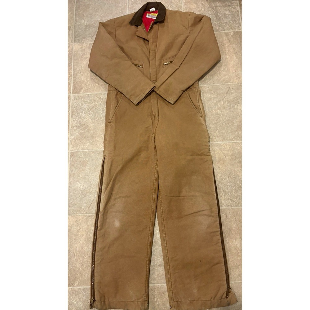 Big Ben Insulated Canvas Cotton Mechanic Work Coveralls Brown Small Regular